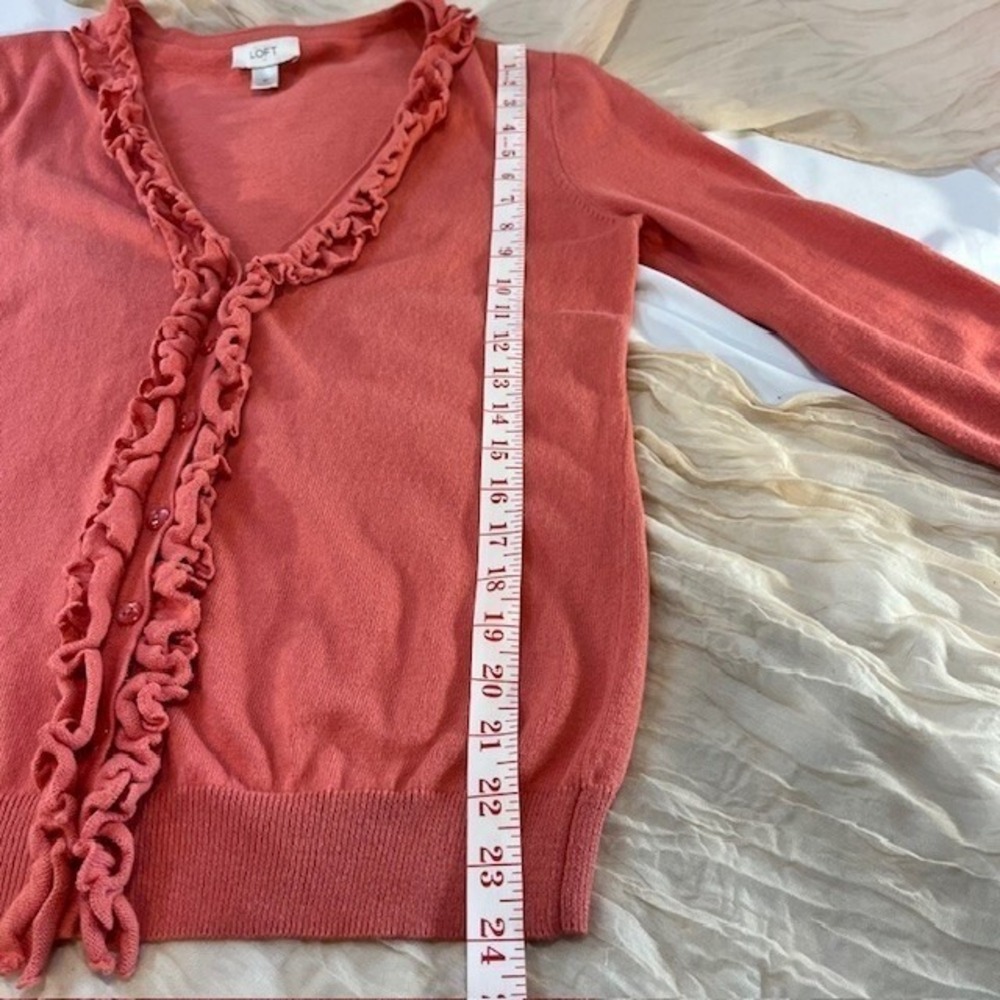 Ann Taylor Loft Womens Coral Long Sleeve Button Down Cardigan Size M - Picture 8 of 9